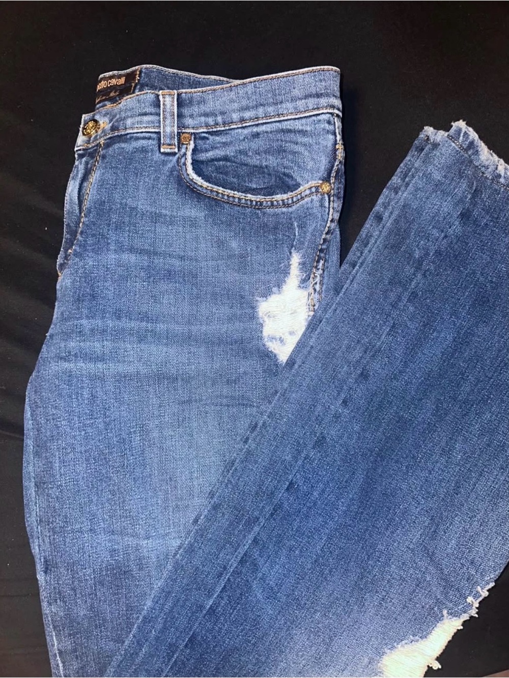 Roberto Cavalli Mid-Blue Skinny Distressed Jeans